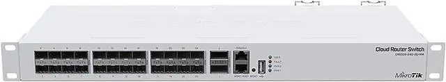 Alt view image 4 of 4 - Mikrotik CRS326-4C+20G+2Q+RM. 20 x 2.5G ETH Ports, 4 x Combo (10G RJ45 or SFP+), 2 x 40G QSFP+ Cages, 1 x 100Mbit Management, RouterOS L6, 1U RM, Dual redundant PSU