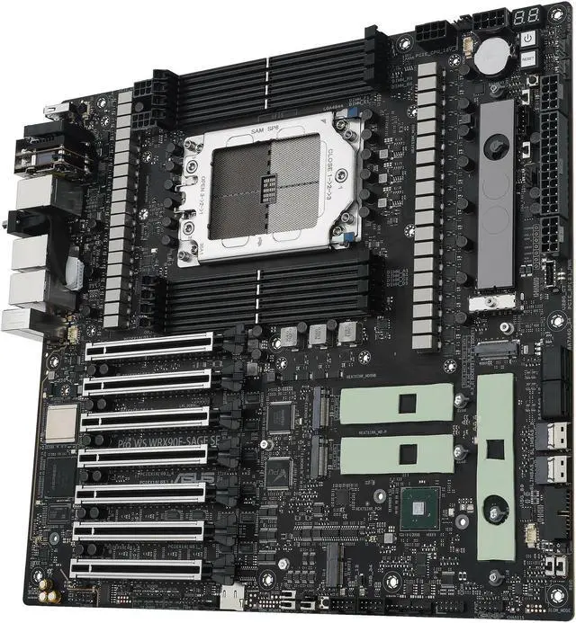 Alt view image 6 of 7 - ASUS PRO WS WRX90E-SAGE SE AMD WRX90 Threadripper PRO, 2 x Intel X7100-AT2 dual 10Gb + 1x RTL8211F 1Gb/ USB 3.2 Gen2 x6,