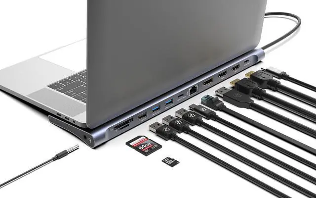 Alt view image 2 of 14 - USB-C DOCK/HUB/READER 10-PORT