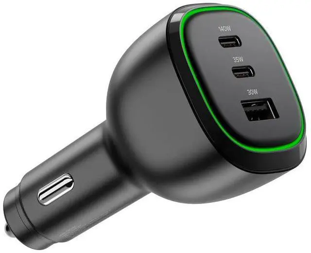 Alt view image 2 of 5 - Alogic 165W Car Charger USB-C USB-A ports fast charging for laptops, tablets, and smartphones with 1m cable - 165W high-power car adapter with multiple ports, suitable for charging larger devices