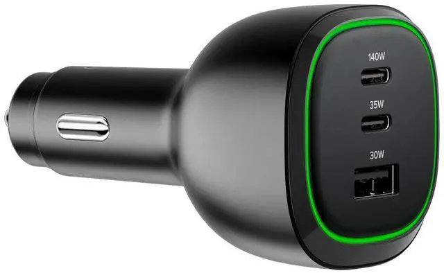 Alt view image 3 of 5 - Alogic 165W Car Charger USB-C USB-A ports fast charging for laptops, tablets, and smartphones with 1m cable - 165W high-power car adapter with multiple ports, suitable for charging larger devices