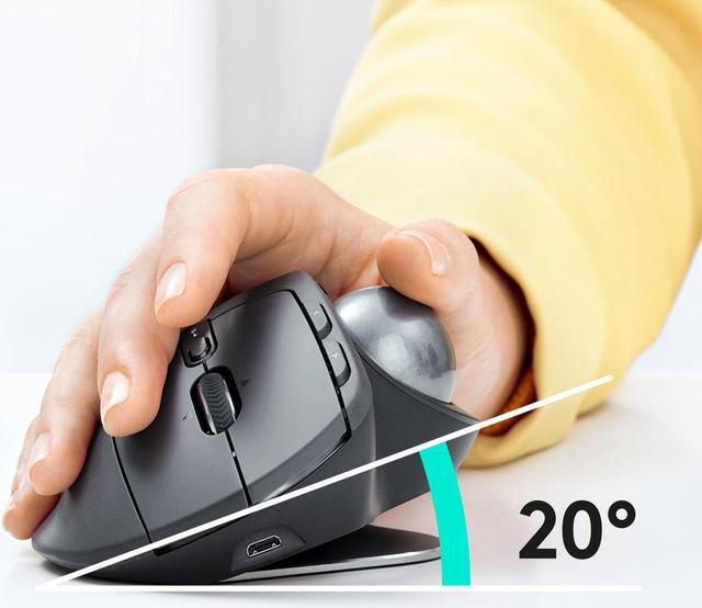 Alt view image 7 of 12 - Logitech MX Ergo RF Wireless Bluetooth Mouse - Black
