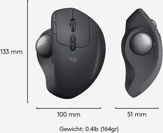 Alt view image 12 of 12 - Logitech MX Ergo RF Wireless Bluetooth Mouse - Black