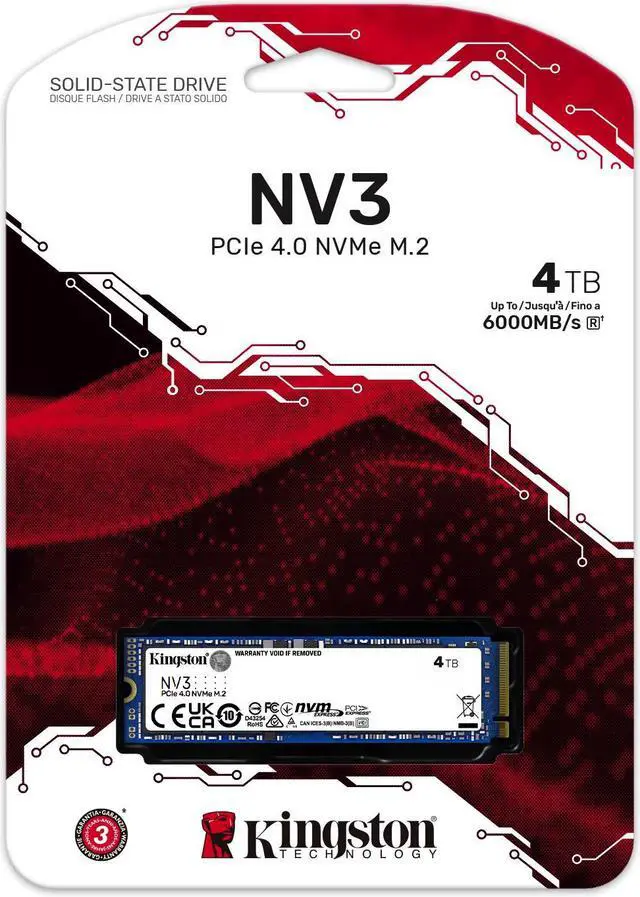 Alt view image 11 of 13 - Kingston NV3 M.2 2280 4TB PCIe 4.0 x4 NVMe Internal Solid State Drive (SSD) SNV3S/4000G Up to 6000 MB/s