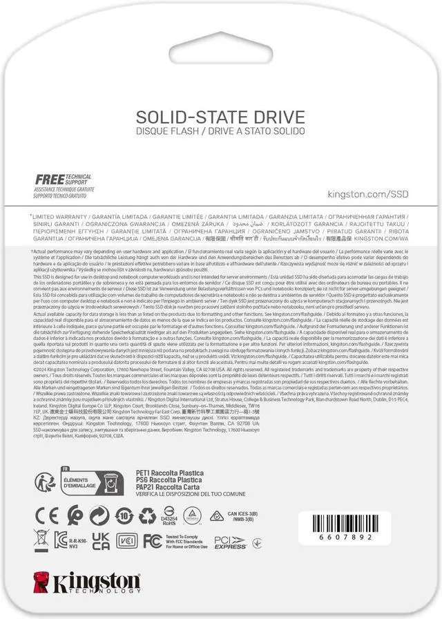 Alt view image 12 of 13 - Kingston NV3 M.2 2280 4TB PCIe 4.0 x4 NVMe Internal Solid State Drive (SSD) SNV3S/4000G Up to 6000 MB/s