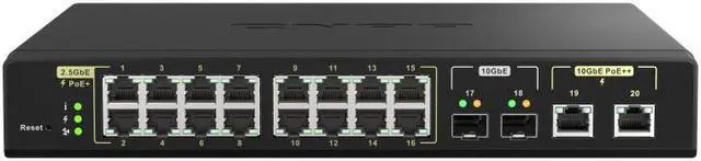 Alt view image 14 of 20 - QNAP 20-Port 10GbE PoE++ and 2.5GbE PoE+ Managed Network Switch (QSW-M2116P-2T2S-US). Layer 2, Web Management