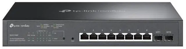 Main image of TP-Link JetStream TL-SG2210MP V4 - Switch - smart - 8 x 10/100/1000 (PoE+) + 2 x SFP - rack-mountable, desktop - PoE+ (1