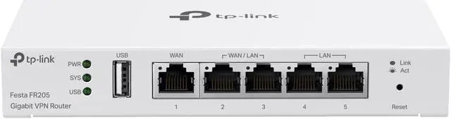 Main image of Festa FR205, Multi-WAN Wired Router, Up to 3 Gigabit WAN Ports & One USB WAN, Self-Organizing Network, Free Cloud, Load Balance, OpenVPN/IPSec/PPTP/L2TP VPN, Does not Work with Omada