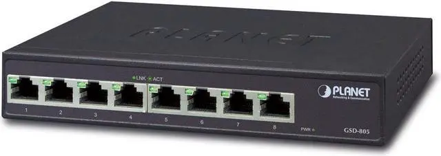 Alt view image 2 of 2 - Planet Technology GSD-805 8-Port 10/100/1000Mbps Desktop Gigabit Ethernet Switch (Internal Power)