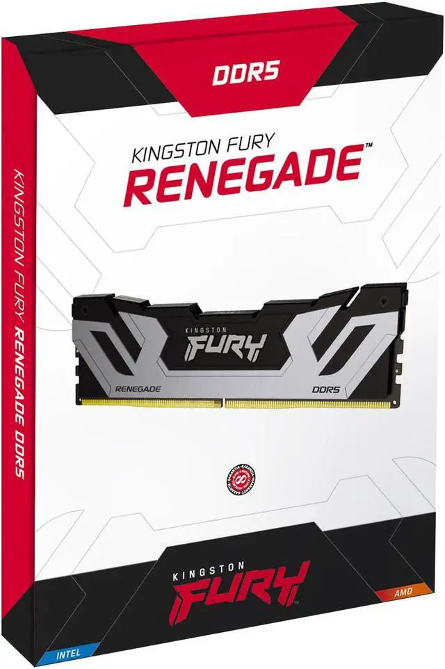 Alt view image 11 of 14 - Kingston FURY Renegade RAM Module - 24 GB - DDR5-8400/PC5-67200 DDR5 SDRAM - 8400 MHz Single-rank Memory - CL40 - 1.45 V - On-die ECC - Unbuffered - 288-pin - DIMM - Lifetime Warranty