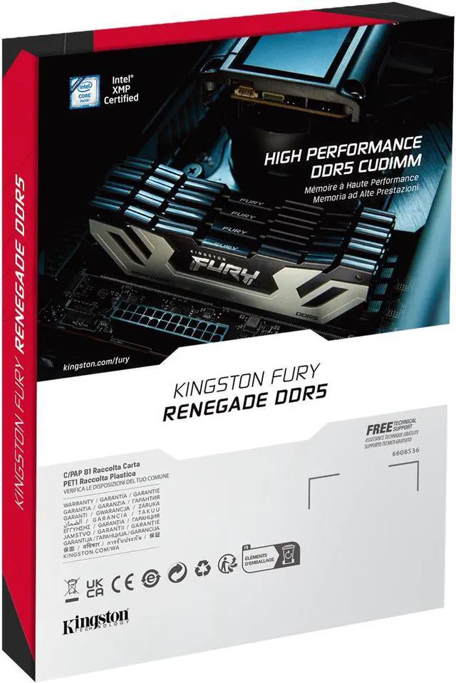 Alt view image 12 of 14 - Kingston FURY Renegade RAM Module - 24 GB - DDR5-8400/PC5-67200 DDR5 SDRAM - 8400 MHz Single-rank Memory - CL40 - 1.45 V - On-die ECC - Unbuffered - 288-pin - DIMM - Lifetime Warranty