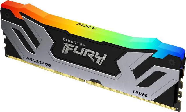Alt view image 5 of 11 - Kingston FURY Renegade RAM Module - 24 GB - RGB - DDR5-8400/PC5-67200 DDR5 SDRAM - 8400 MHz Single-rank Memory - CL40 - 1.45 V - On-die ECC - Unbuffered - 288-pin - DIMM - Lifetime Warranty