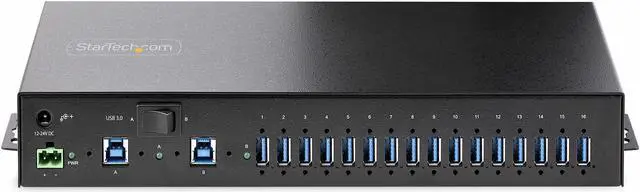 Alt view image 10 of 20 - StarTech 16-Port Industrial USB 5Gbps Hub wPower Adapter S5G16AINDS-USB-A-HUB