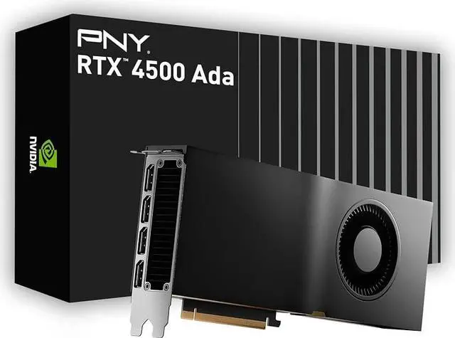Main image of NVIDIA RTX 4500 Ada graphics card 24GB GDDR6 PCIe 4.0 x16 - 4 x DisplayPort - Retail boxed - Board,Quick start Guide,Sup
