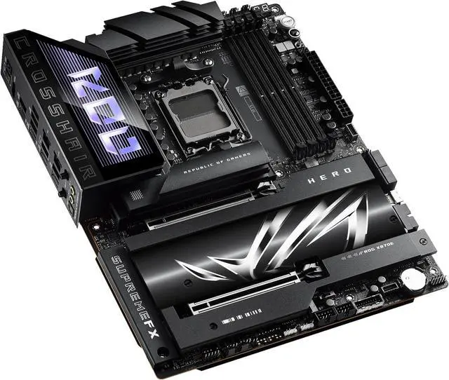 Alt view image 4 of 7 - ASUS ROG Crosshair X870E Hero ATX motherboard, Advanced AI PC ready, 18+2+2 power stages,?DDR5 slots, PCIe 5.0, five M.