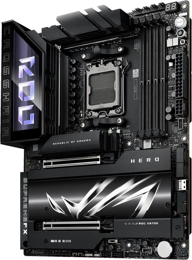 Alt view image 3 of 7 - ASUS ROG Crosshair X870E Hero ATX motherboard, Advanced AI PC ready, 18+2+2 power stages,?DDR5 slots, PCIe 5.0, five M.