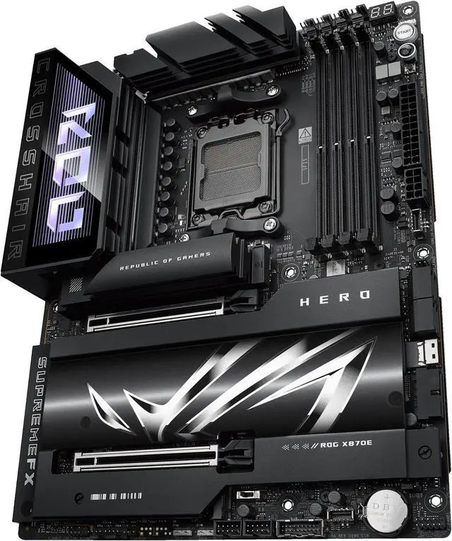 Alt view image 7 of 7 - ASUS ROG Crosshair X870E Hero ATX motherboard, Advanced AI PC ready, 18+2+2 power stages,?DDR5 slots, PCIe 5.0, five M.