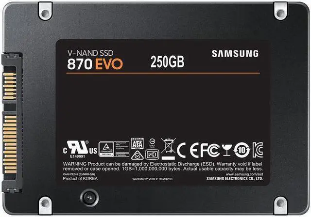 Alt view image 6 of 9 - SAMSUNG 870 EVO Series 2.5" 250GB SATA III V-NAND 250G Internal Solid State Drive (SSD) MZ-77E250BW