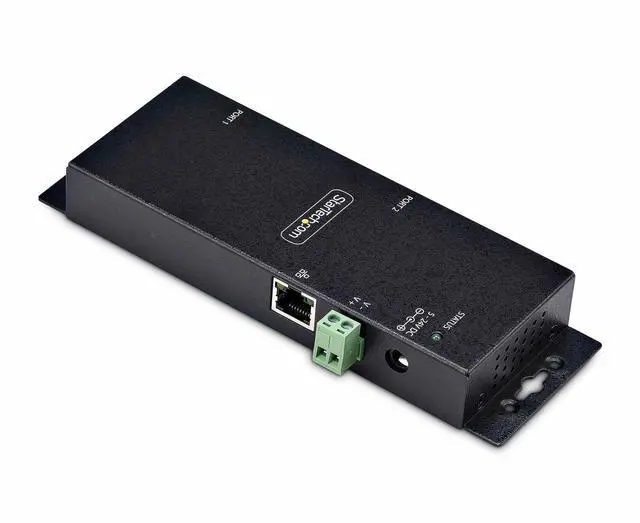 Alt view image 2 of 7 - StarTech.com 2-Port Serial to Ethernet Adapter - IP Serial Device Server For Remote RS232 Devices - Wall/DIN Rail Mount - LAN To DB9 Converter   I23-SERIAL-ETHERNET