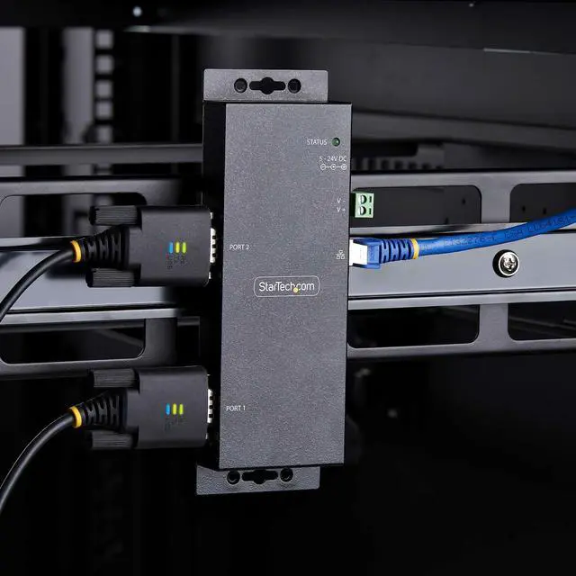 Alt view image 7 of 7 - StarTech.com 2-Port Serial to Ethernet Adapter - IP Serial Device Server For Remote RS232 Devices - Wall/DIN Rail Mount - LAN To DB9 Converter   I23-SERIAL-ETHERNET