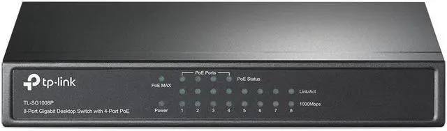 Alt view image 4 of 7 - TP-LINK (TL-SG1008P) 8-Port Gigabit Unmanaged Desktop Switch, 4-Port PoE, Steel Case