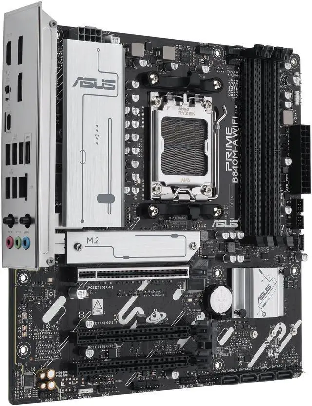 Alt view image 2 of 7 - ASUS PRIME B840M-A WIFI - Motherboard - micro ATX - Socket AM5 - AMD B840 Chipset - USB-C 3.2 Gen 1, USB 3.2 Gen 1 - 2.5
