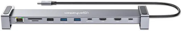 Alt view image 11 of 14 - Manhattan USB-C PD 10-in-1 Dual-HDMI Monitor Docking Station / Multiport Hub - for Notebook/Monitor/Smartphone/Tablet - Charging Capability - Memory Card Reader - SD, microSD - USB 3.2 (Gen 1) Type C