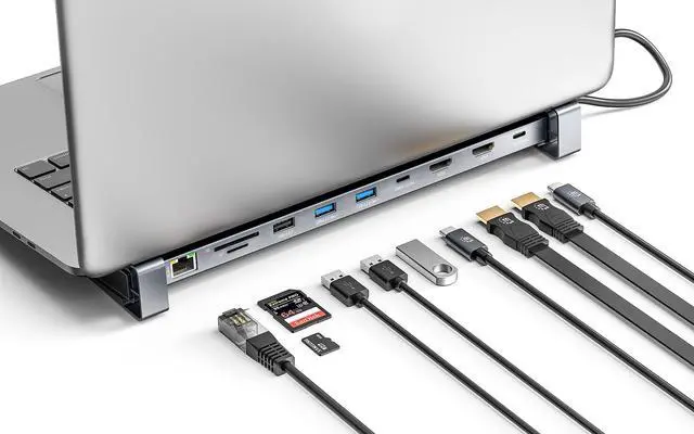 Alt view image 12 of 14 - Manhattan USB-C PD 10-in-1 Dual-HDMI Monitor Docking Station / Multiport Hub - for Notebook/Monitor/Smartphone/Tablet - Charging Capability - Memory Card Reader - SD, microSD - USB 3.2 (Gen 1) Type C