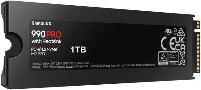 Alt view image 6 of 9 - SAMSUNG 990 PRO w/ Heatsink Gaming Package M.2 2280 1TB PCI-Express Gen 4.0 x4, NVMe 2.0 V7 V-NAND 3bit MLC Internal Solid State Drive (SSD) MZ-V9P1T0GW