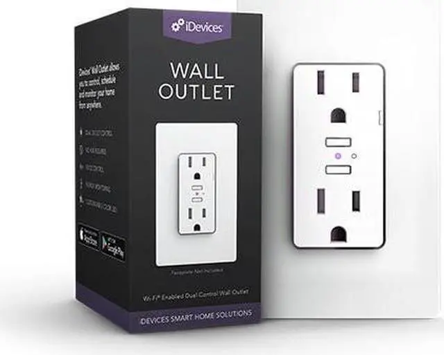Alt view image 3 of 4 - iDevices IDEV0010 Wifi Smart Wall Outlet Works W/ Alexa HomeKit Google Assistant