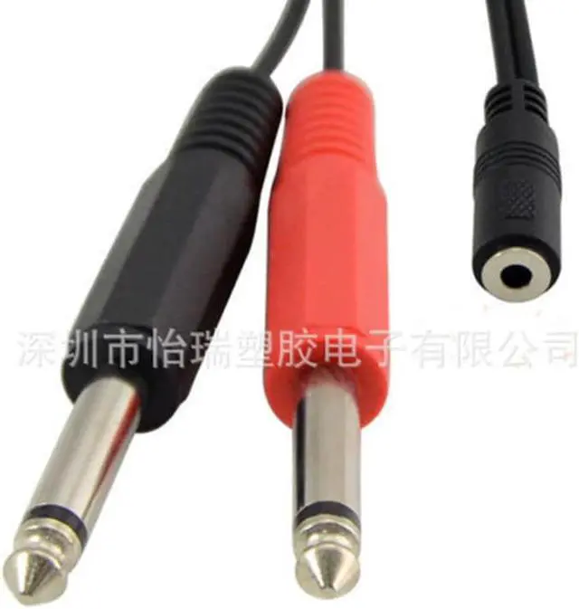 Alt view image 2 of 2 - 20cm 3.5mm Female Plug to 2×6.35mm TRS Mono Male Jack Audio Socket Adapter Cable 10Pcs/Lot (1pcs) YIQdrqX