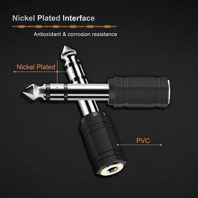 Alt view image 2 of 7 - Cabletime Nickle Plated Stereo 3.5mm Female to 6.35mm Male 3pcs TRS Jack Audio Adapter Audio Microphone Plug Connector (1pcs)