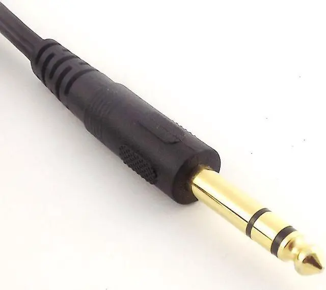 Alt view image 4 of 4 - 1pc Gold 6.35mm Plug Stereo TRS to 2x 1/4" Mono TS Male Right Angle Audio Cable 5ft