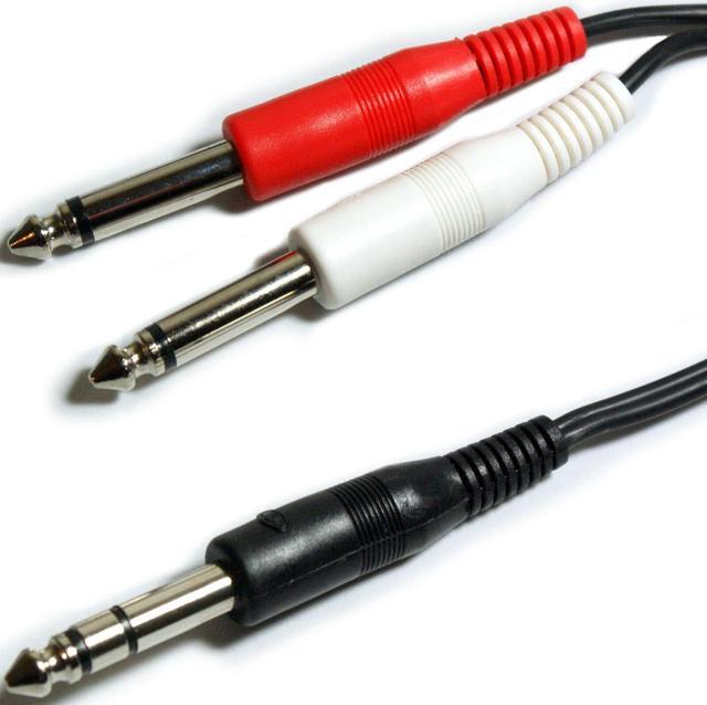 Main image of 6.35 mm to 2 x 6.35 mm, Gold Plated6.35mm 1/4" TRS Male to Dual 6.35mm 1/4" TS Male Mono Insert Cable Stereo Audio Adapter (1pcs)