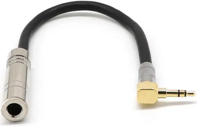 Alt view image 3 of 5 - 6.35 Female Mono to 3.5 Male Plug Jack Stereo Hifi Mic Audio Extension Cable Short 90 Degree Angled Audio Line cable (1pcs)