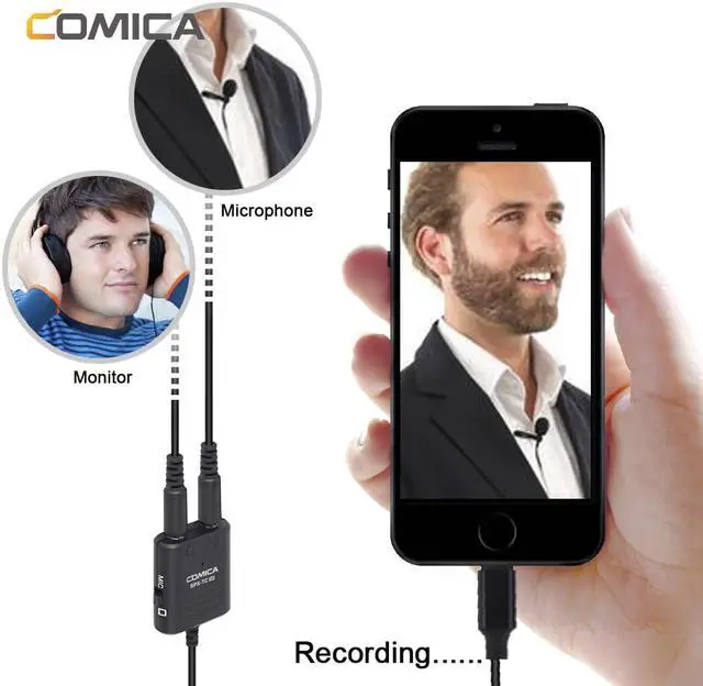 Alt view image 6 of 6 - Comica SPX TC 3.5MM(TRS/TRRS)to Type C/USB C Dual Jack Splitter Microphone Audio Adapter Cable for Huawei Samsung HTC Smartphone (1pcs)