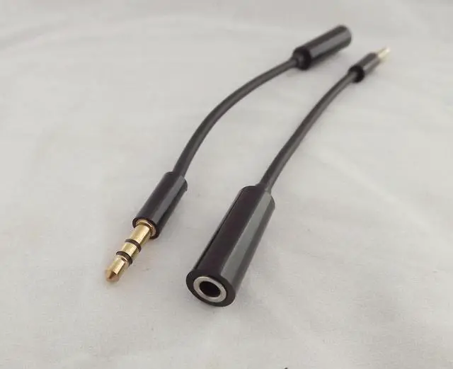 Main image of 1pc 3.5mm 1/8" TRS Stereo Male Plug To Female Jack M/F Adapter Short Audio Cable 14cm
