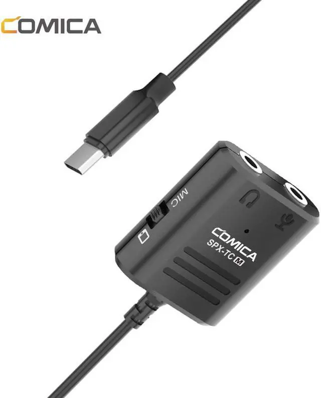 Main image of Comica SPX TC 3.5MM(TRS/TRRS)to Type C/USB C Dual Jack Splitter Microphone Audio Adapter Cable for Huawei Samsung HTC Smartphone (1pcs)