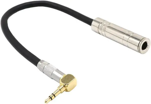 Main image of 6.35 Female Mono to 3.5 Male Plug Jack Stereo Hifi Mic Audio Extension Cable Short 90 Degree Angled Audio Line cable (1pcs)
