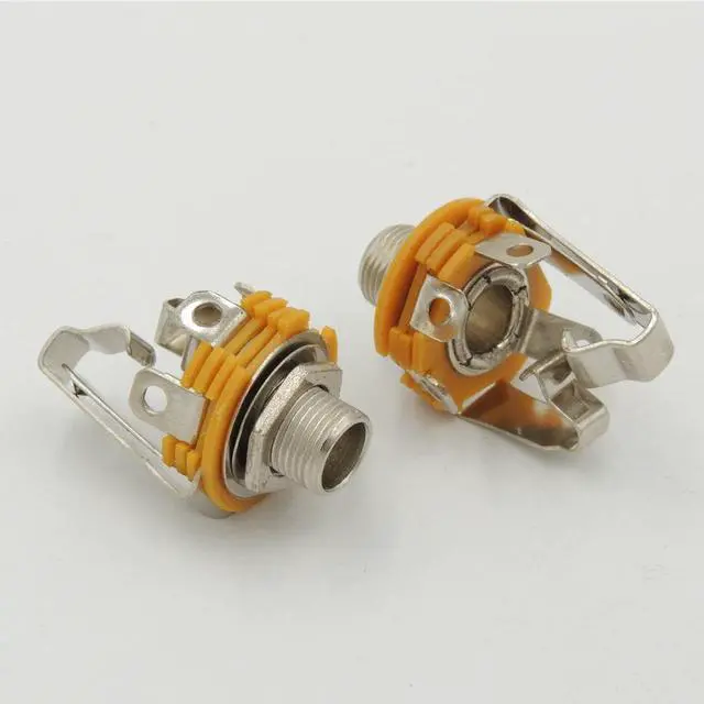 Main image of 1/4inch 6.35mm stereo TRS with switch socket jack female connector panel mount Solder (1pcs)