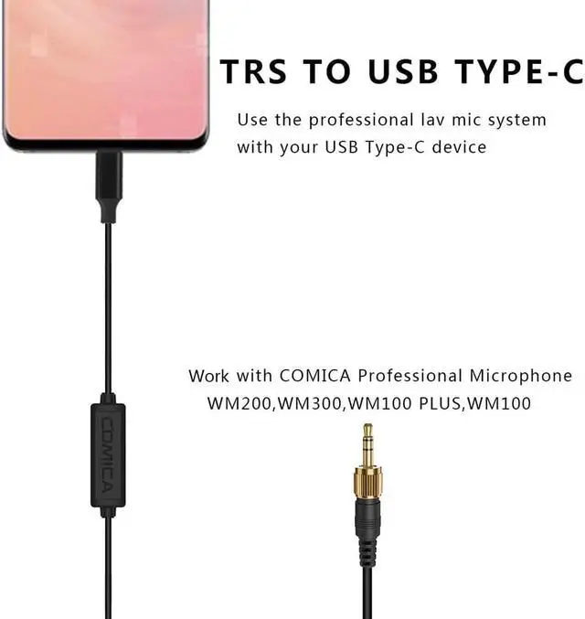 Alt view image 3 of 6 - COMICA CVM DL SPX(UC) 3.5mm TRS to USB Type C Mic Adapter for COMICA WM100/200/300 Wireless Microphone for USB C Smartphones (1pcs)