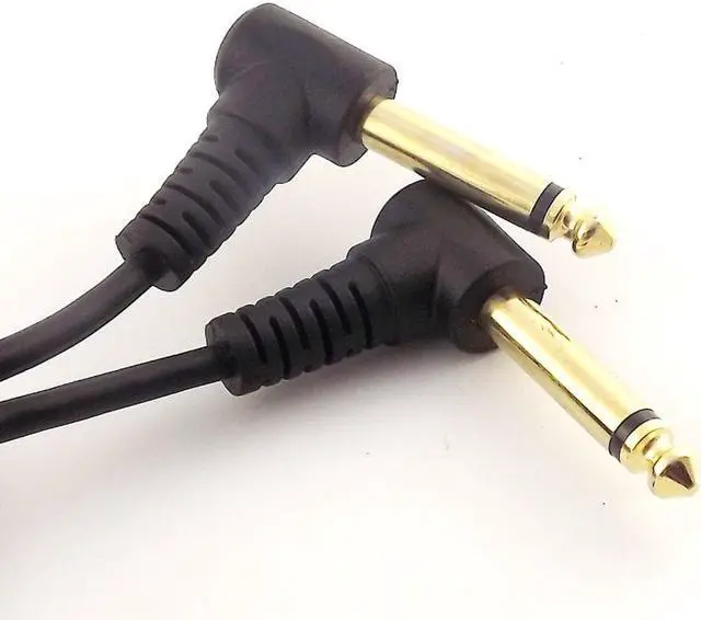 Alt view image 3 of 4 - 1pc Gold 6.35mm Plug Stereo TRS to 2x 1/4" Mono TS Male Right Angle Audio Cable 5ft