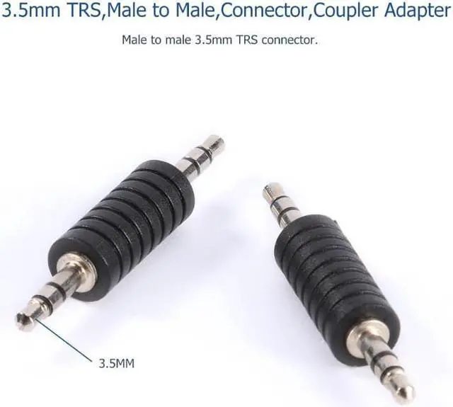 Alt view image 3 of 6 - 2pcs 3.5mm Jack Stereo Male to Male Audio Connector 3.5 Jack M to M Audio Plug TRS Connector Coupler Adapter Joiner Converter