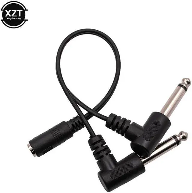 Alt view image 2 of 6 - 3.5mm 1/8 inch TRS Stereo Female Jack to Dual 1/4 6.35mm Male Plug Mono TS Right Angle Audio Y Splitter Cable High Quality (1pcs)