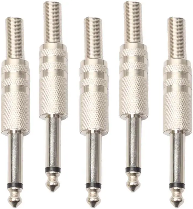 Alt view image 5 of 6 - 5 Pieces Monaural Microphone Electric Guitar 1/4inch TRS Adapters Silver