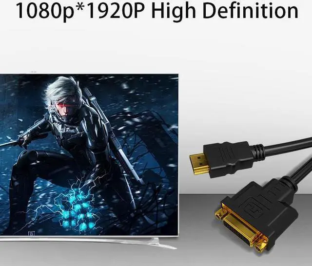 Alt view image 5 of 6 - HDMI Male to DVI 24+5 Female Cable Dual Link DVI i Adapter for PS4 HDTV 1080P Converter Cable DVI to HDMI 0.3M (1 pcs)