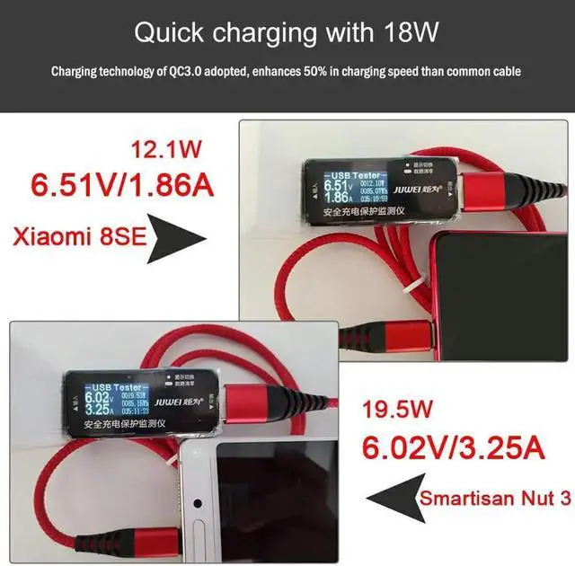 Alt view image 4 of 5 - AN42 3A Quick Charge 3.0 USB Type C Cable for Xiaom Redmi Note 7 Fast Charging Type-C Cable for  S9 S10 Plus USB C
