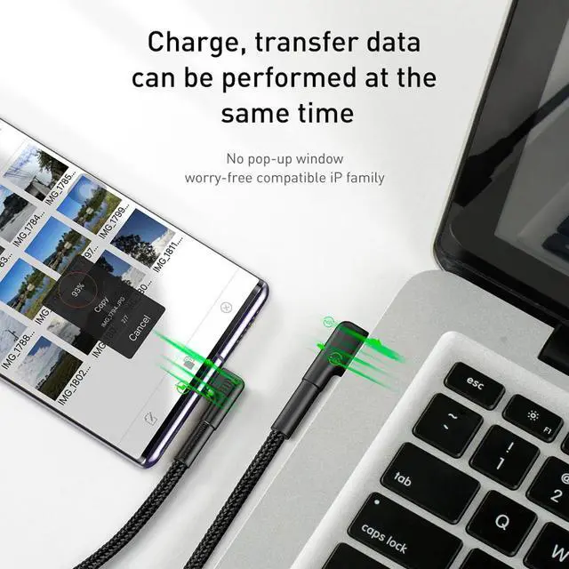 Alt view image 2 of 5 - USB Type C Cable Fast Charge USB C Cable for  S9 S10 S20 Game Cable Elbow USB Type C Wire Cord  Type C Cable