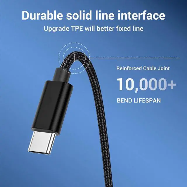 Alt view image 2 of 5 - USB Type C Cable for  S9 S10 Quick Charge 3.0 Cable USB C Fast Charging for  P30  Redmi note 8 7 Wire