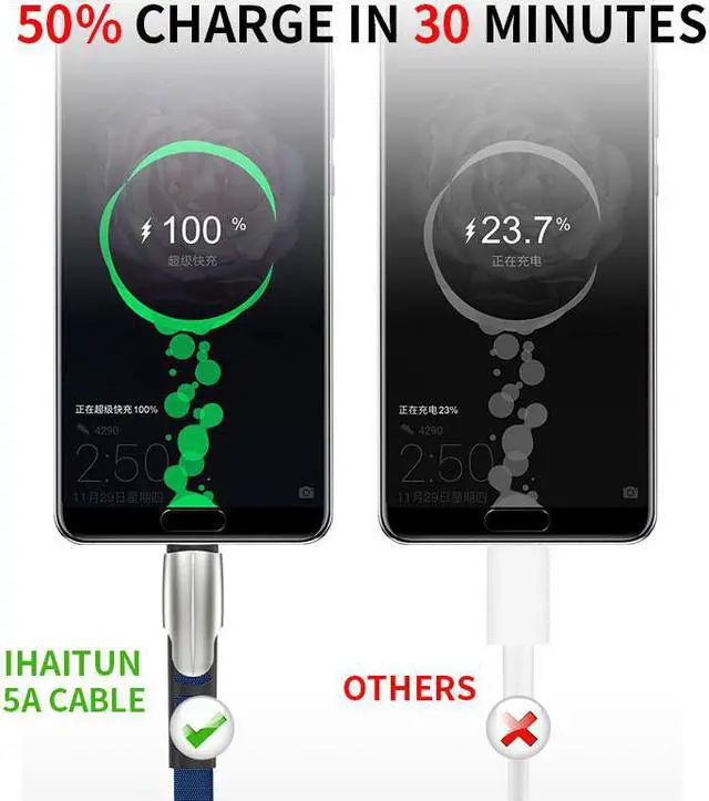 Alt view image 4 of 5 - i 5A USB Type C Cable For  P30 Pro P20 Lite  V20 10 9 Mate 30 20 3.1 3.0 Fast Charging  Cord Phone Charger